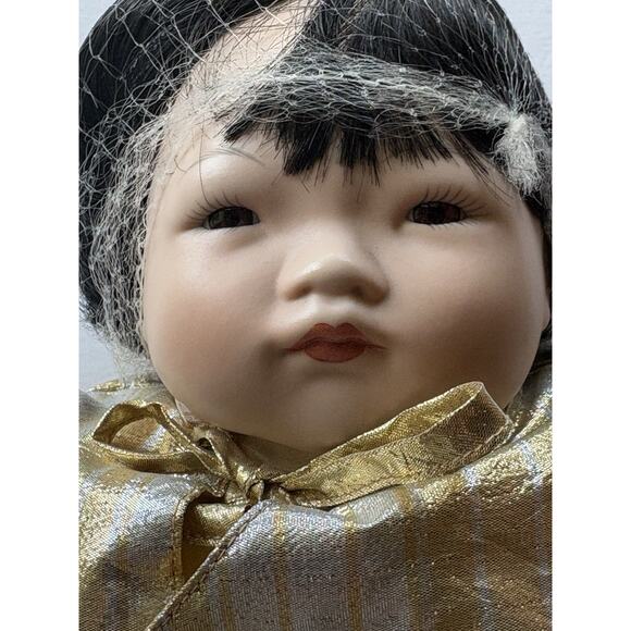 Pauline Bjoness Jacobsen Asian Doll Gold & Silver Lame' Stripe Robe Pants 14'' - Picture 3 of 16